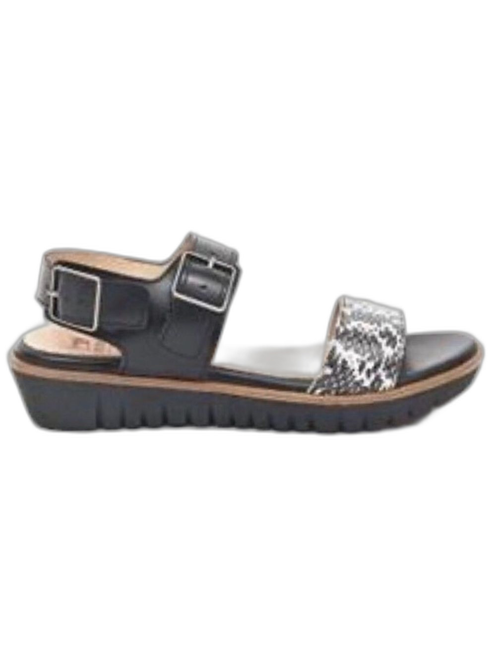 Wonders Dual Buckle Scrappy Platform Leather Sandals in Metallic Grey 11 NWOB